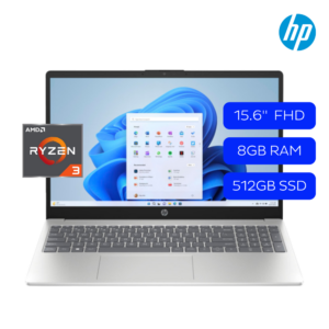 Laptop HP Notebook, 15.6 Pulgadas FHD, AMD Ryzen 3 7320U, 8GB RAM, 512GB SSD, Win11 Home, Color Azul, Teclado Español