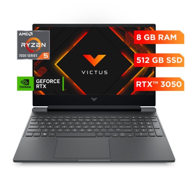 Laptop Gaming HP Victus, 15 Pulgadas, Ryzen 5 7535HS, 8GB RAM, 512GB SSD, RTX3050 6GB, W11 Home, Teclado Español
